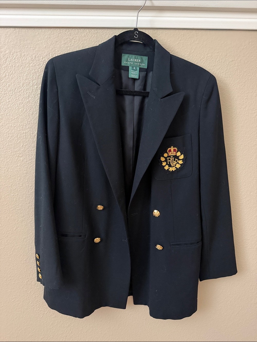 Lauren Ralph Lauren Navy Crest Double-Breasted Blazer with Gold Buttons